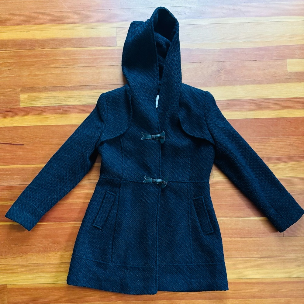 Jessica Simpson Textured Duffle Coat - Navy Blue Heather